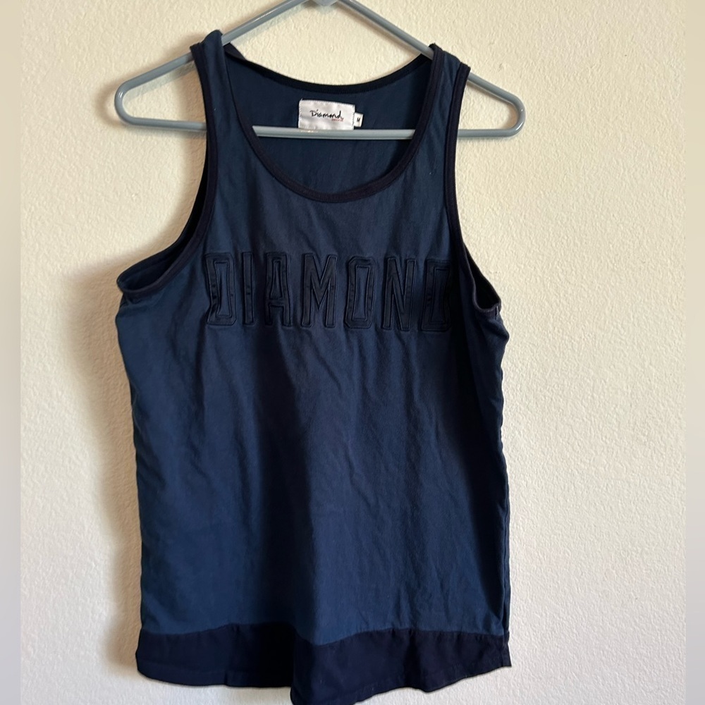 Diamond supply, Co. two-tone, blue, sleeveless, men's tank top, medium